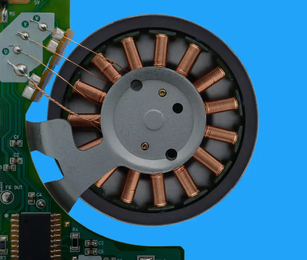 The brushless motor coils on plate.webp