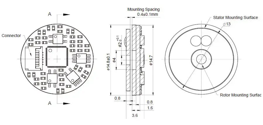OD 14.8mm series C-Series Inductive Rotary Encoders drawing