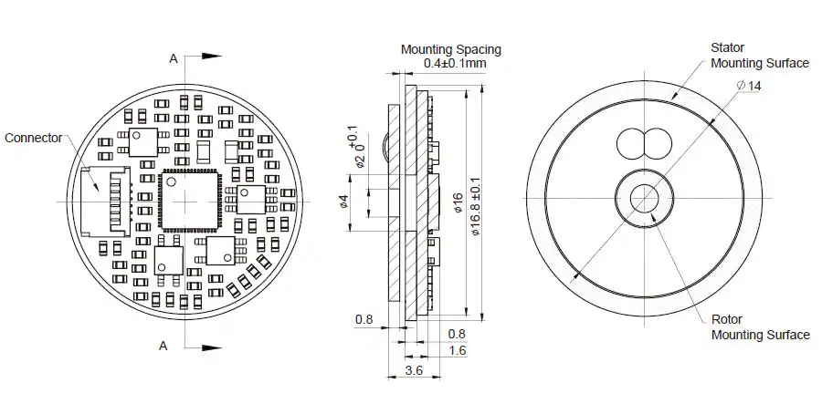 OD 16.8mm series C-Series Inductive Rotary Encoders drawing