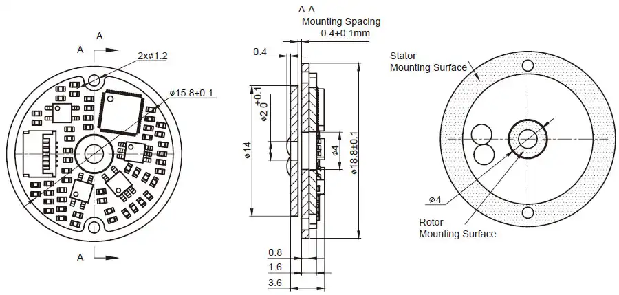OD 18.8mm series C-Series Inductive Rotary Encoders drawing