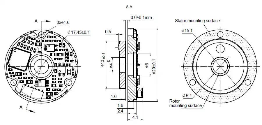 OD 20mm series C-Series Inductive Rotary Encoders drawing