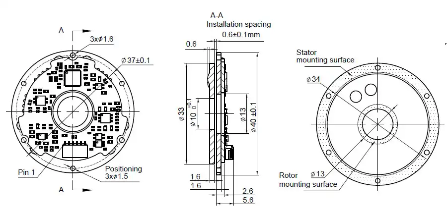 OD 40mm series C-Series Inductive Rotary Encoders drawing