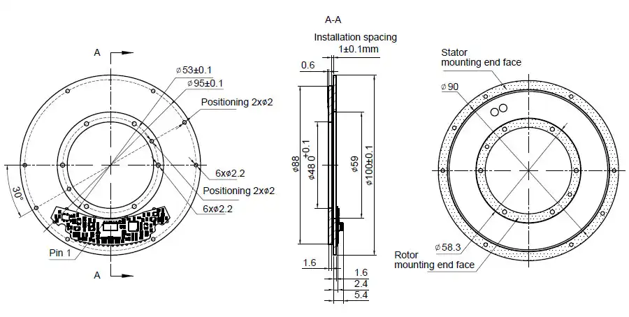 OD 100mm series C-Series Inductive Rotary Encoders drawing