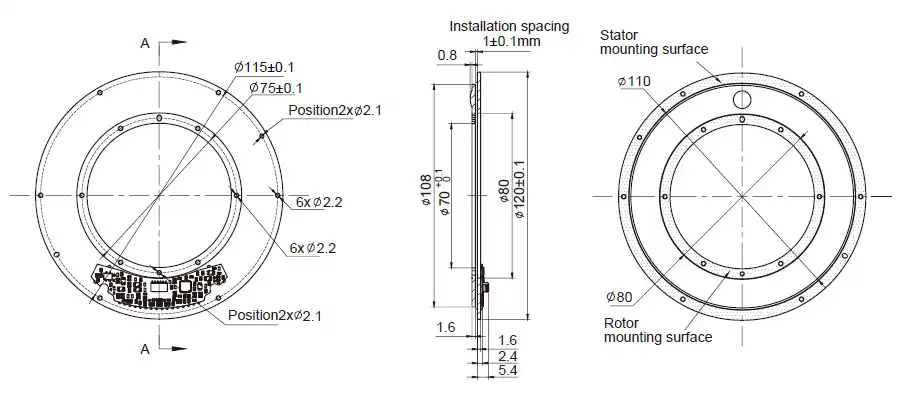 OD 120mm series C-Series Inductive Rotary Encoders drawing