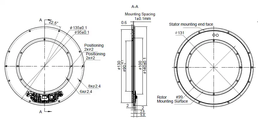 OD 140mm series C-Series Inductive Rotary Encoders drawing