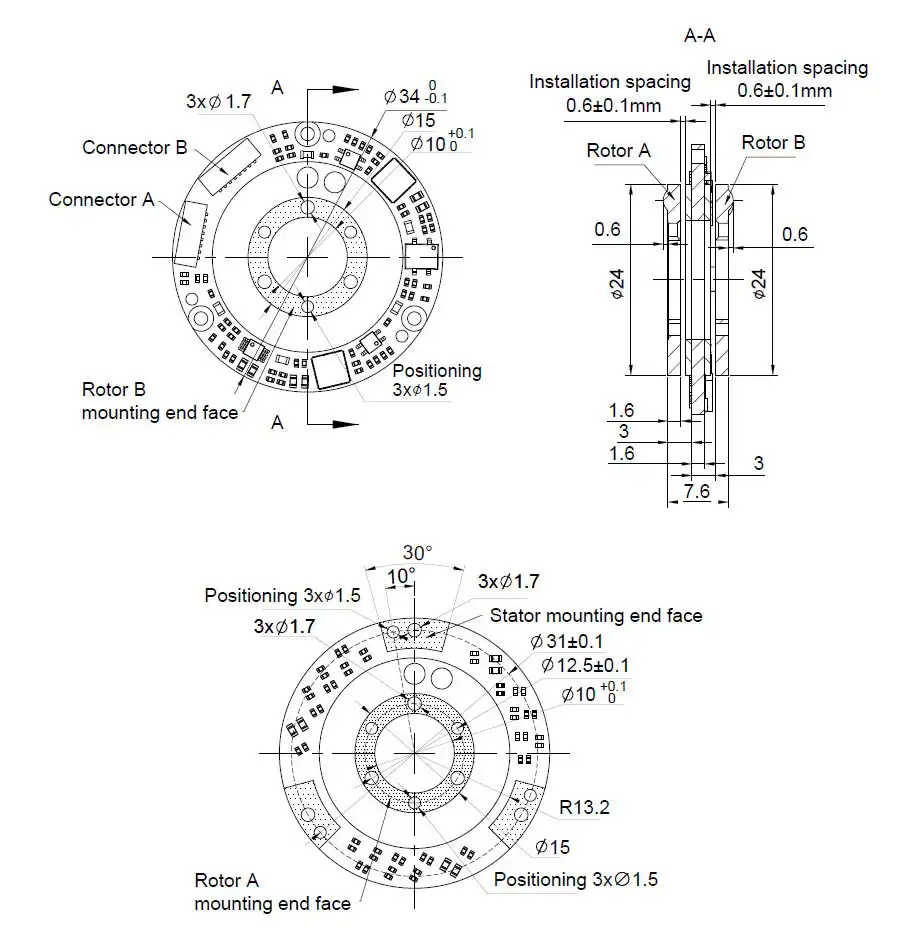 OD 34mm series D-Series Inductive Rotary Encoders drawing