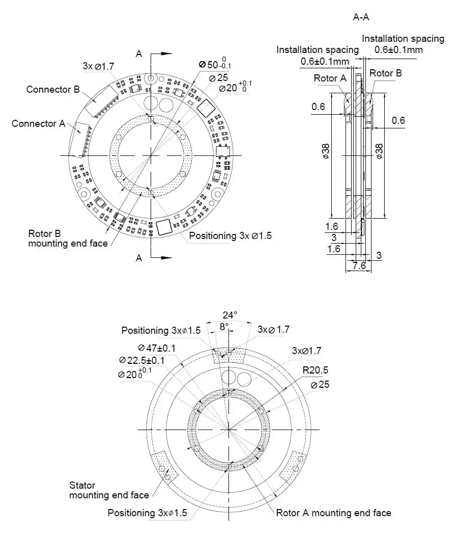 OD 50mm series D-Series Inductive Rotary Encoders drawing