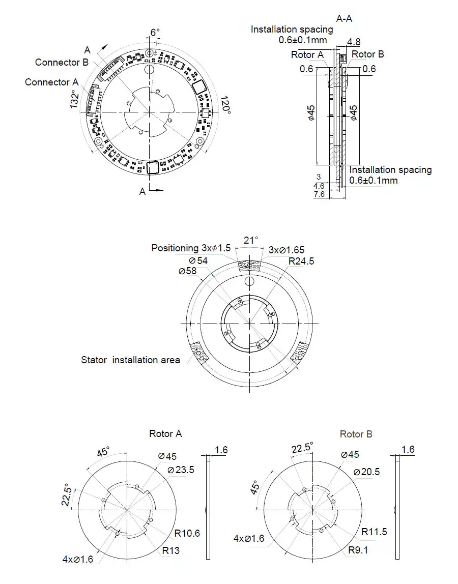 OD 58mm series D-Series Inductive Rotary Encoders drawing