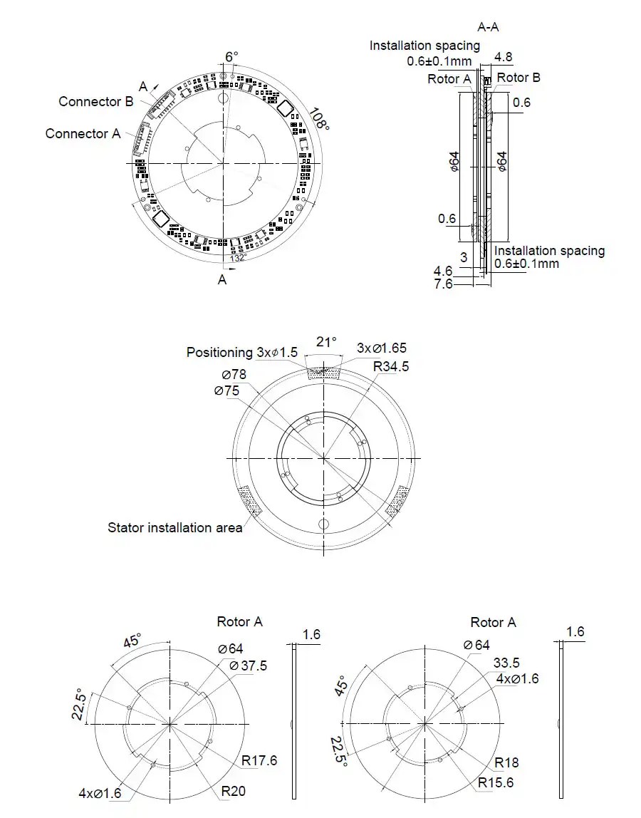 OD 78mm series D-Series Inductive Rotary Encoders drawing