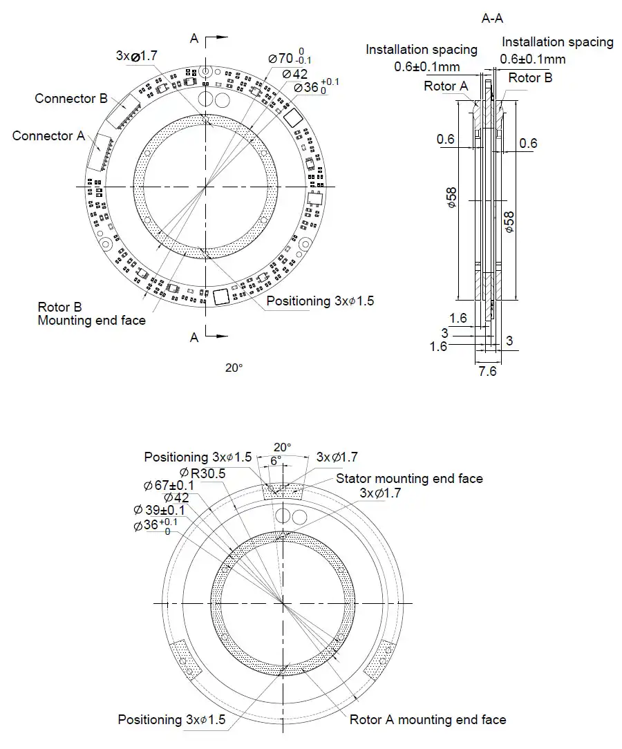 OD 70mm series D-Series Inductive Rotary Encoders drawing