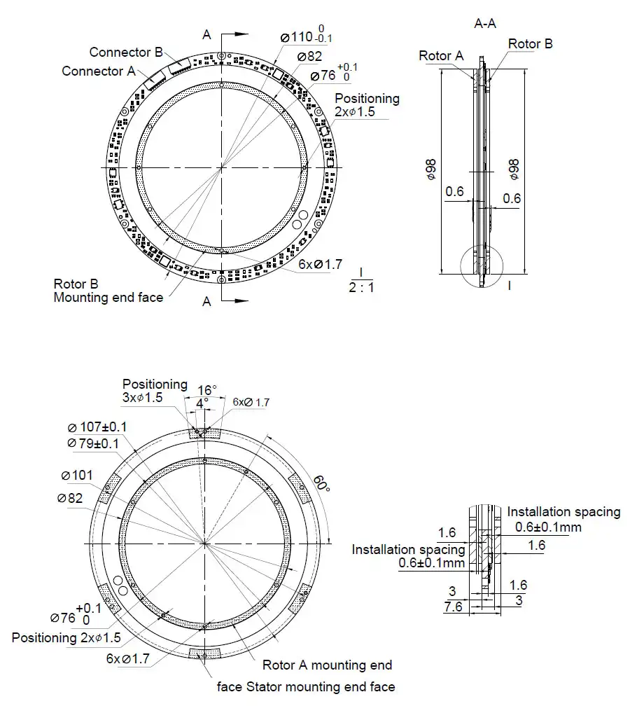 OD 110mm series D-Series Inductive Rotary Encoders drawing