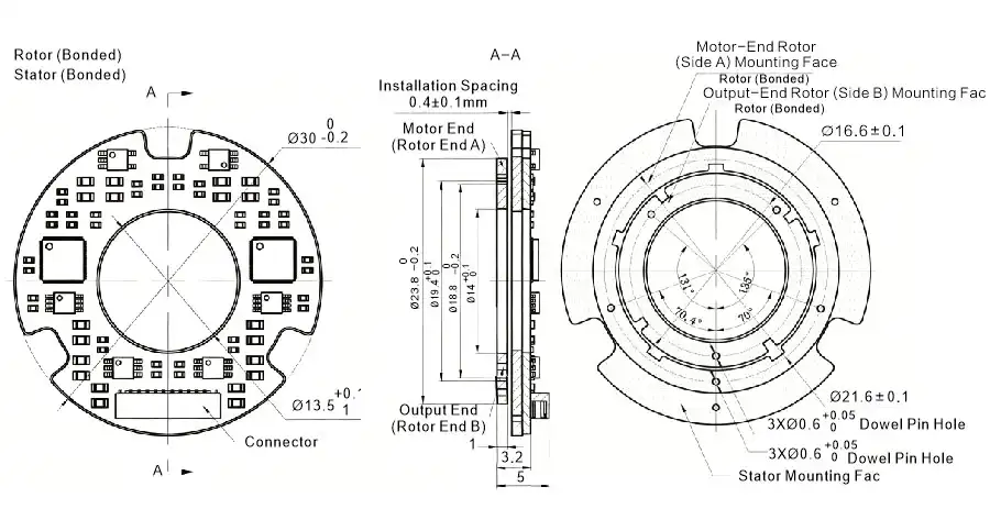 OD 30mm series DP-Series Inductive Rotary Encoders drawing