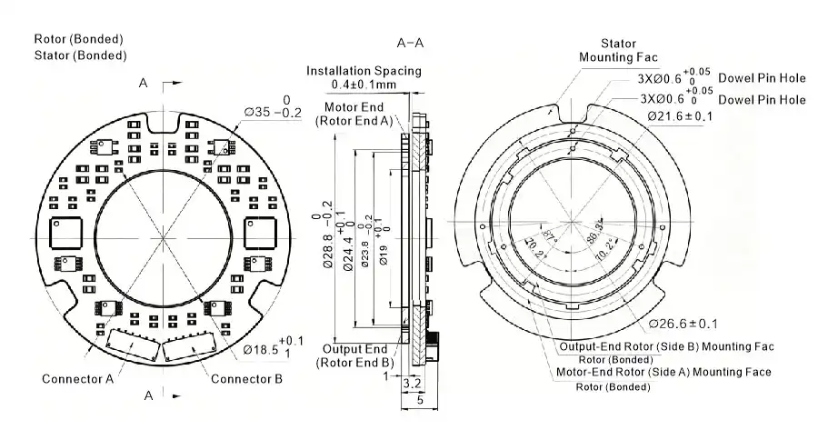 OD 35mm series DP-Series Inductive Rotary Encoders drawing