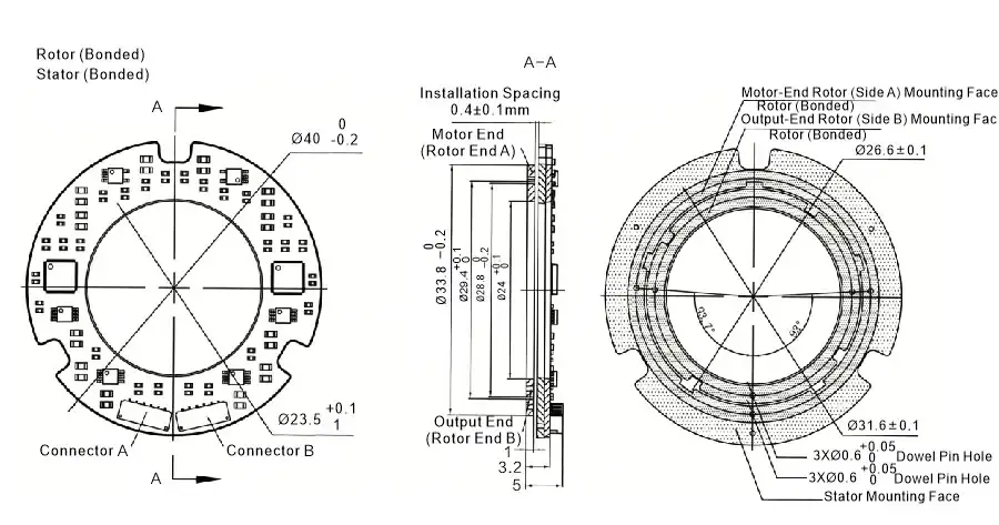 OD 40mm series DP-Series Inductive Rotary Encoders drawing