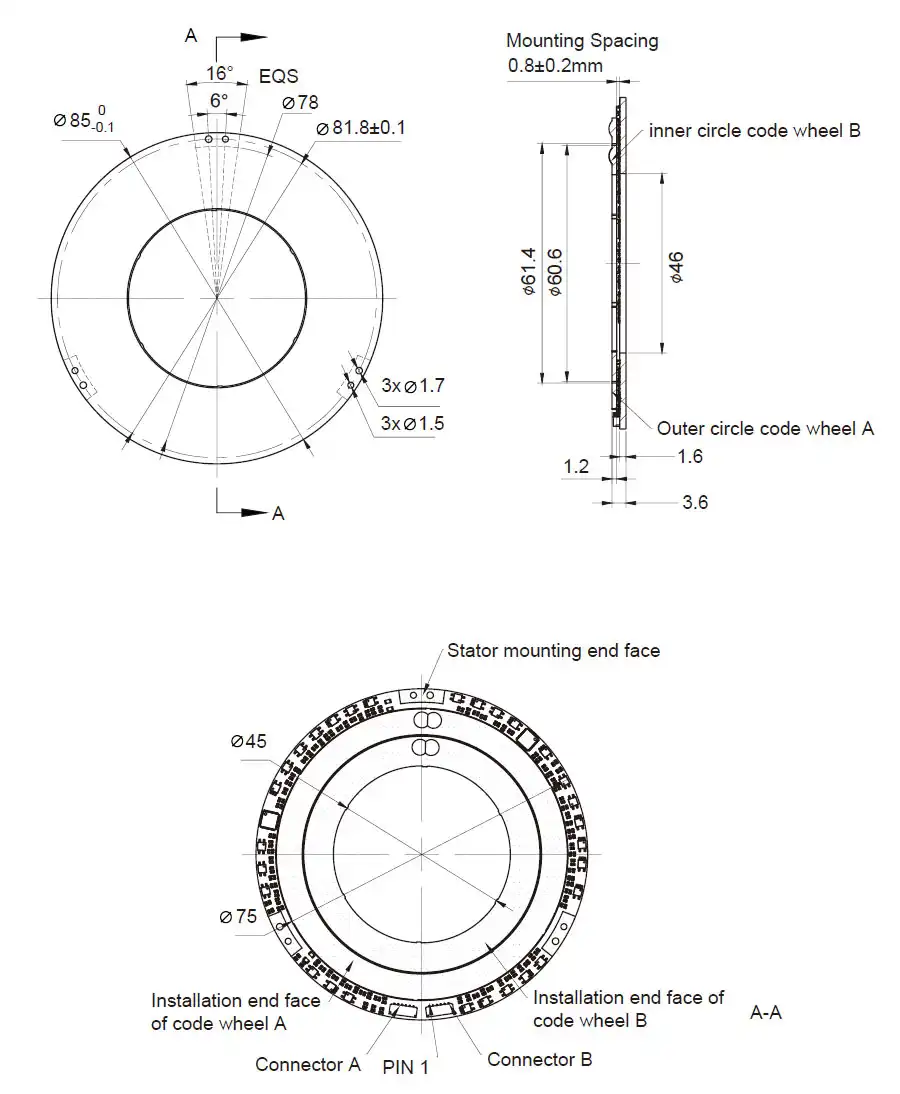 OD 85mm series DP-Series Inductive Rotary Encoders drawing