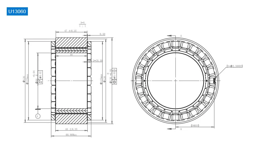 OD 130mm series Frameless Direct Drive Torque Motors drawing