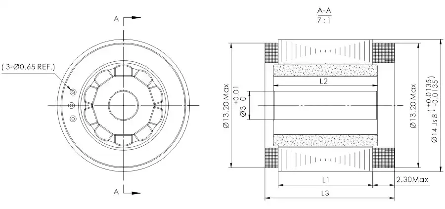 OD 14mm series Frameless Inrunner Torque Motors drawing