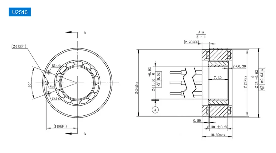 OD 25mm series Frameless Direct Drive Torque Motors drawing