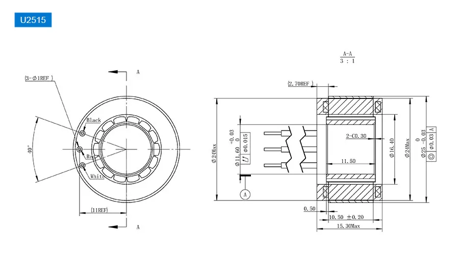 OD 25mm series Frameless Direct Drive Torque Motors drawing