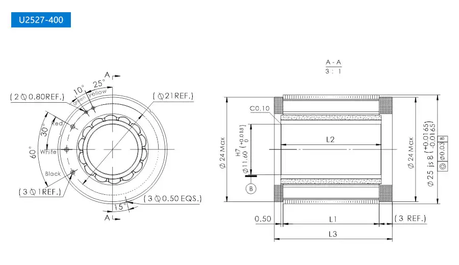 OD 25mm series Frameless Motor For Linear Joint drawing
