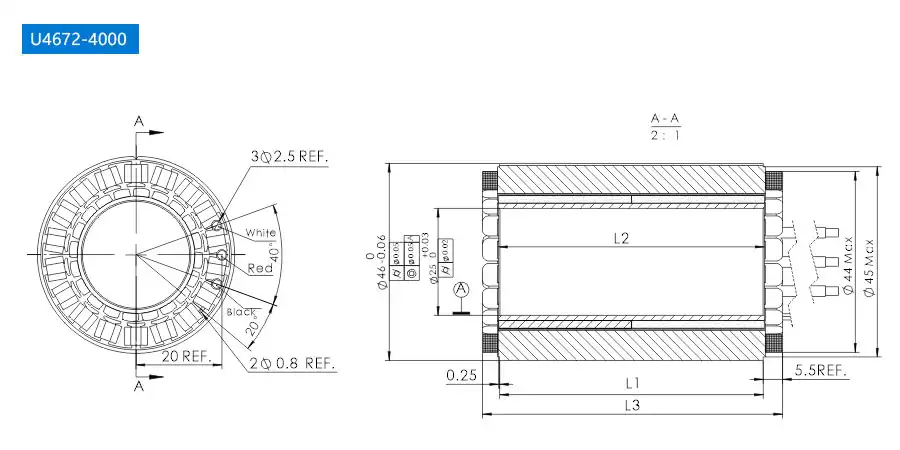 OD 46mm series Frameless Motor For Linear Joint drawing
