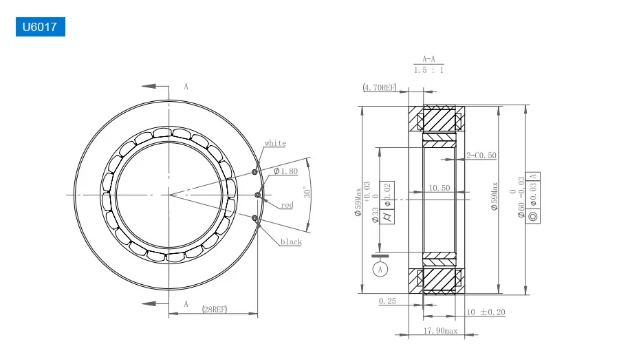 OD 60mm series Frameless Direct Drive Torque Motors drawing
