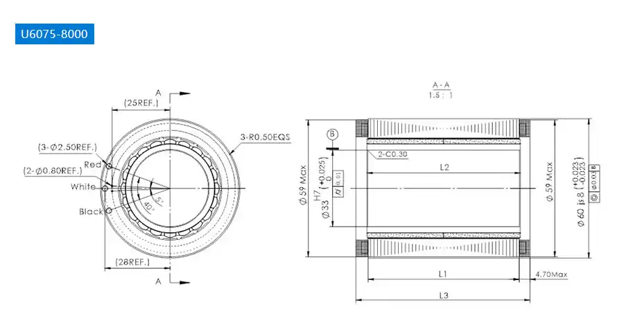OD 60mm series Frameless Motor For Linear Joint drawing