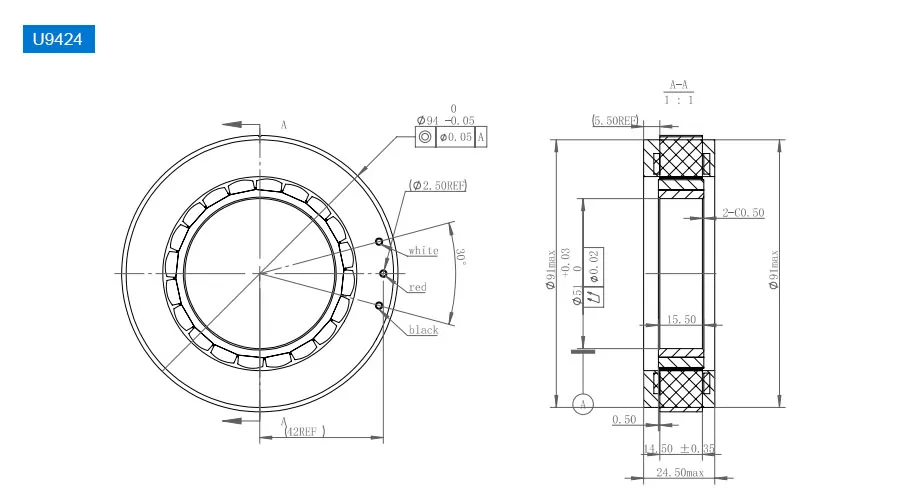 OD 94mm series Frameless Direct Drive Torque Motors drawing