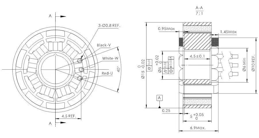 OD 15mm series Frameless Outrunner Motor drawing