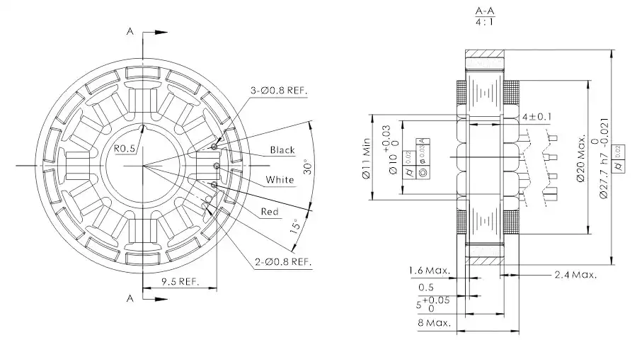 OD 26mm series Frameless Outrunner Motor drawing
